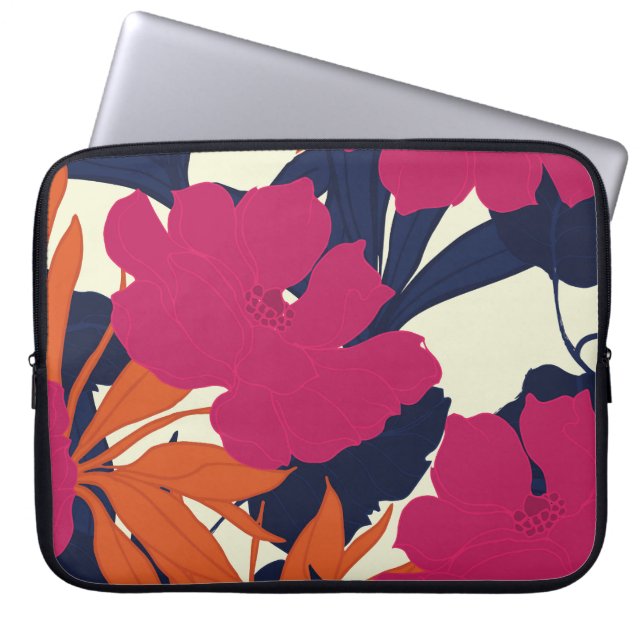 Floral elegance: abstract pattern laptop sleeve (Front)
