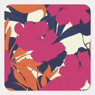 Floral elegance: abstract pattern square sticker