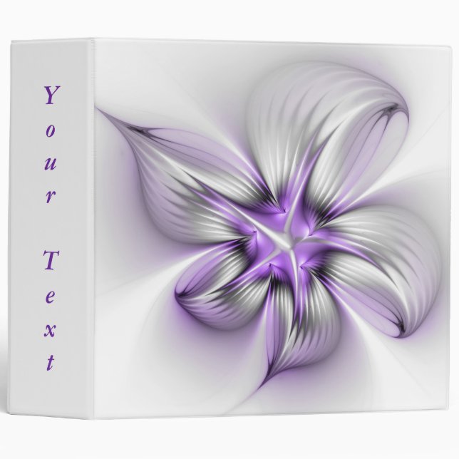 Floral Elegance Abstract Violet Fractal Art Text Binder (Front/Spine)