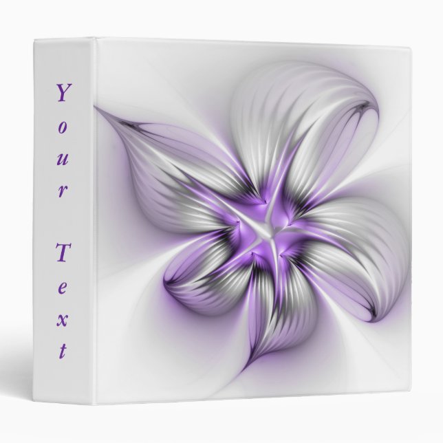 Floral Elegance Abstract Violet Fractal Art Text Binder (Front/Spine)