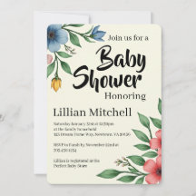 Floral Elegance Baby Shower Invite