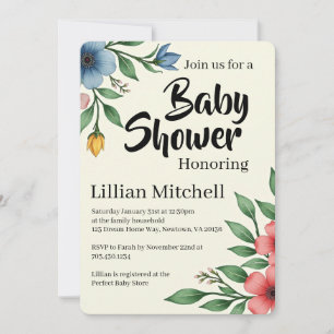 Floral Elegance Baby Shower Invite