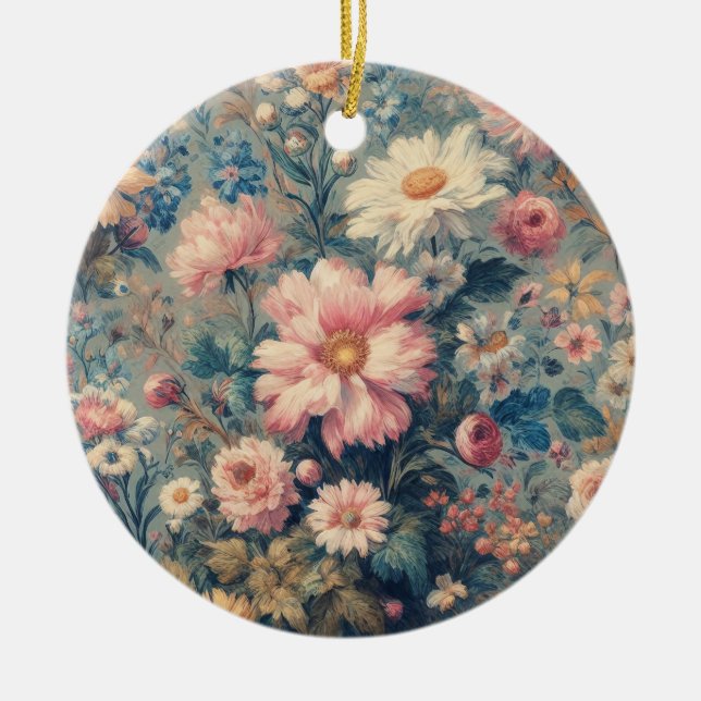 Floral Elegance Ceramic Ornament (Front)