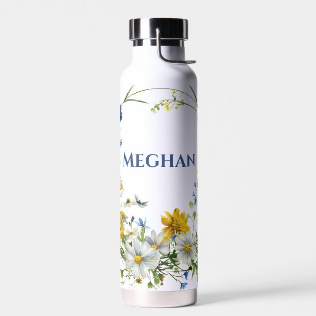 Floral Elegance Custom Water Bottle (Left)