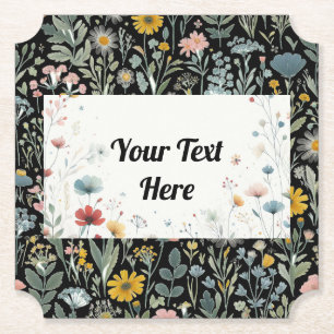 Floral Elegance: Customizable  Paper Coaster