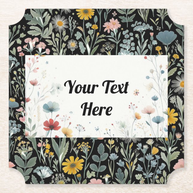 Floral Elegance: Customizable  Paper Coaster (Front)