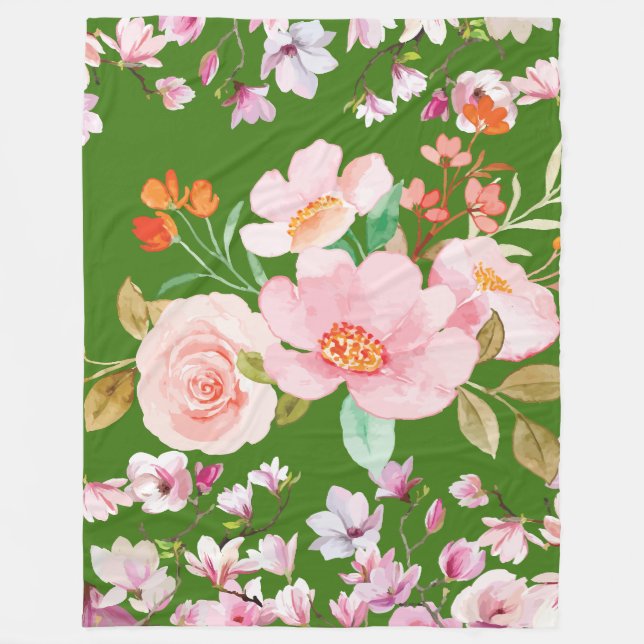 Floral Elegance  Fleece Blanket (Front)