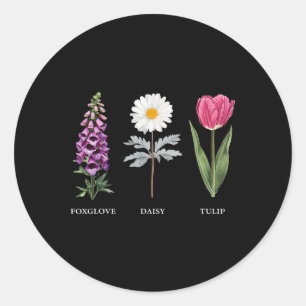 Floral Elegance Foxglove Daisy Tulip Design  Classic Round Sticker