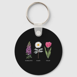 Floral Elegance Foxglove Daisy Tulip Design  Keychain