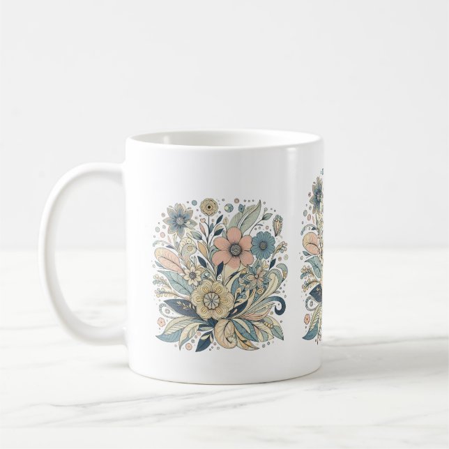 Floral Elegance in Pastel Tones Mugs (Left)