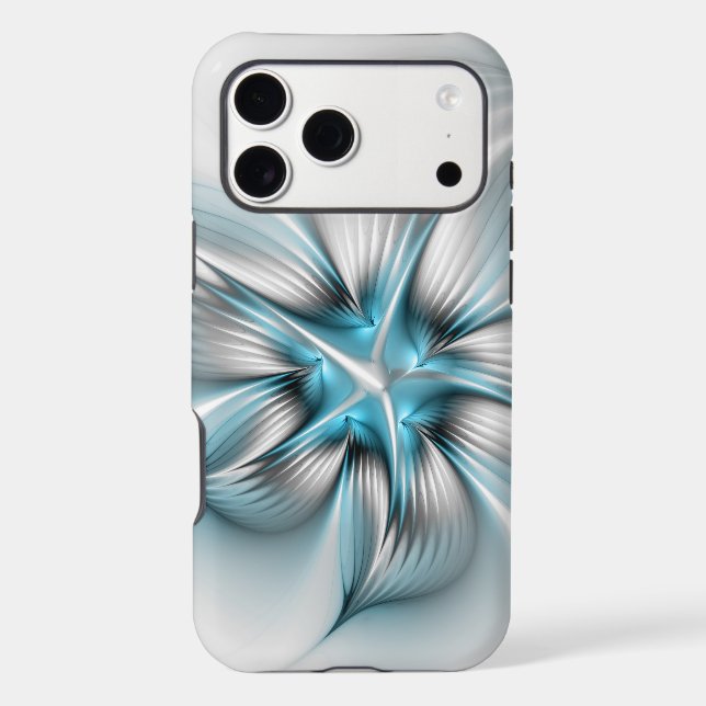 Floral Elegance Modern Abstract Blue Fractal Art (Back)