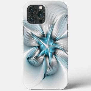 Floral Elegance Modern Abstract Blue Fractal Art iPhone 13 Pro Max Case