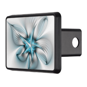 Floral Elegance Modern Abstract Blue Fractal Art Trailer Hitch Cover