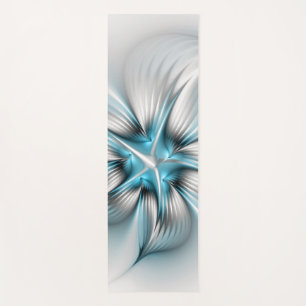Floral Elegance Modern Abstract Blue Fractal Art Yoga Mat