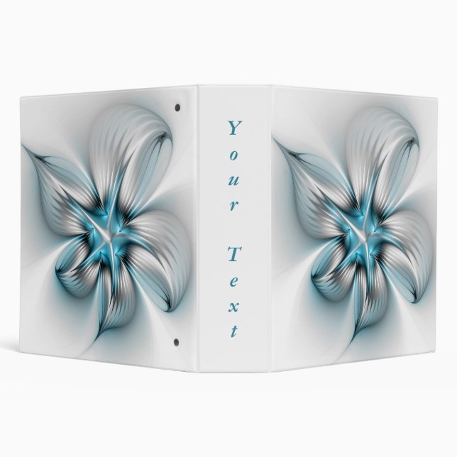 Floral Elegance Modern Abstract Blue Fractal Text Binder (Background)