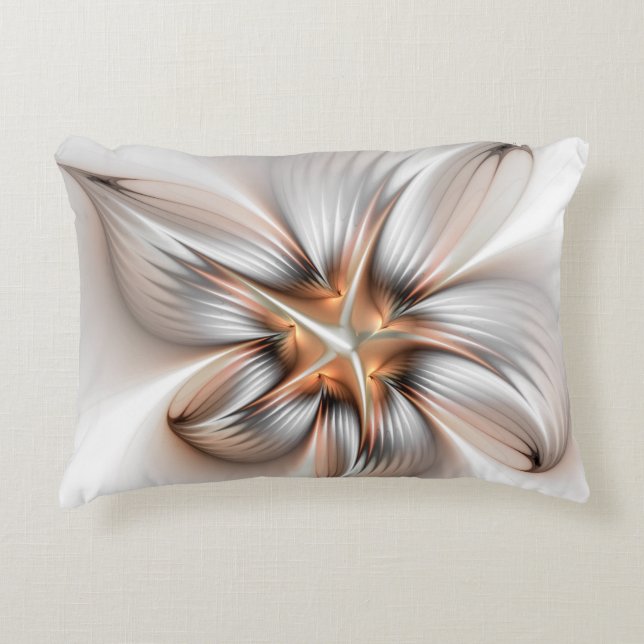Floral Elegance Modern Abstract Fractal Art Accent Pillow (Front)