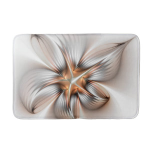 Floral Elegance Modern Abstract Fractal Art Bath Mat