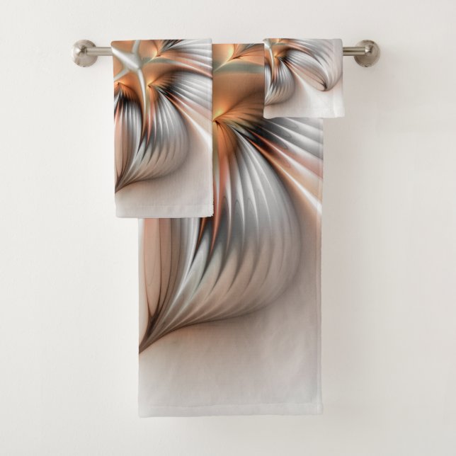 Floral Elegance Modern Abstract Fractal Art Bath Towel Set (Insitu)