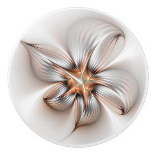 Floral Elegance Modern Abstract Fractal Art Ceramic Knob