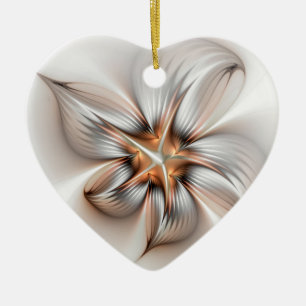 Floral Elegance Modern Abstract Fractal Art Ceramic Ornament