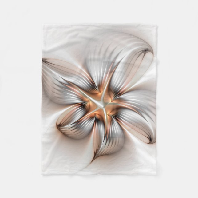 Floral Elegance Modern Abstract Fractal Art Fleece Blanket (Front)