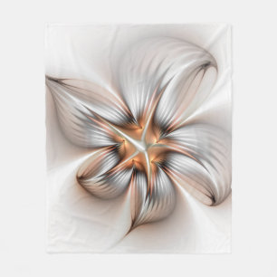 Floral Elegance Modern Abstract Fractal Art Fleece Blanket