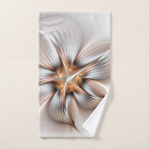 Floral Elegance Modern Abstract Fractal Art Hand Towel