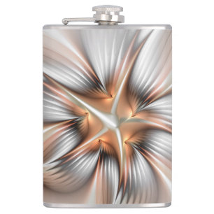 Floral Elegance Modern Abstract Fractal Art Hip Flask