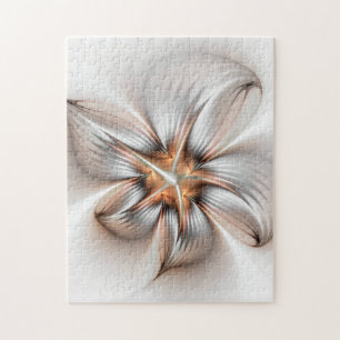 Floral Elegance Modern Abstract Fractal Art Jigsaw Puzzle
