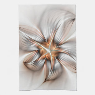 Floral Elegance Modern Abstract Fractal Art Kitchen Towel
