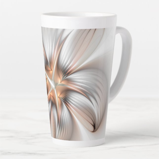 Floral Elegance Modern Abstract Fractal Art Latte Mug (Right Angle)