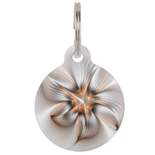 Floral Elegance Modern Abstract Fractal Art Pet Tag
