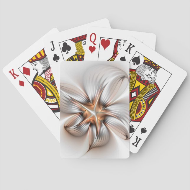 Floral Elegance Modern Abstract Fractal Art Playing Cards (Back)