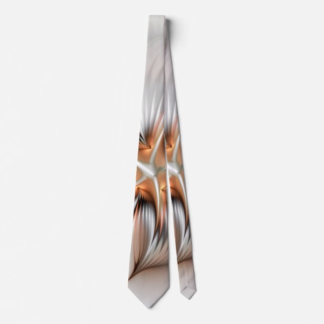 Floral Elegance Modern Abstract Fractal Art Tie (Front)