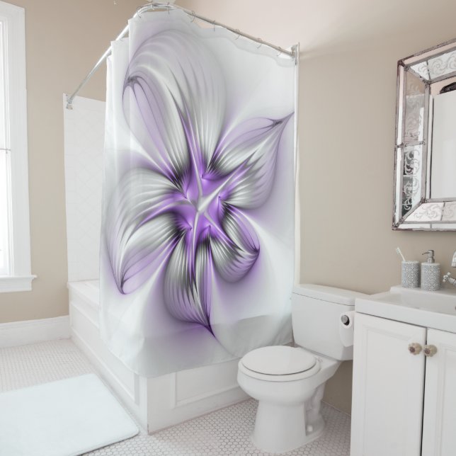 Floral Elegance Modern Abstract Violet Fractal Art (In Situ)