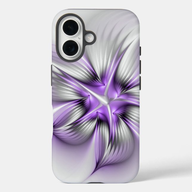 Floral Elegance Modern Abstract Violet Fractal Art Case-Mate iPhone Case (Back)