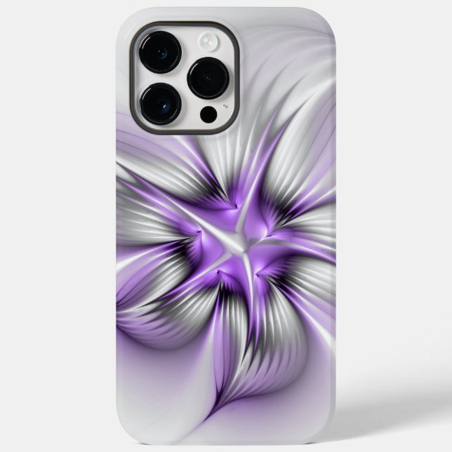 Floral Elegance Modern Abstract Violet Fractal Art Case-Mate iPhone Case (Back)