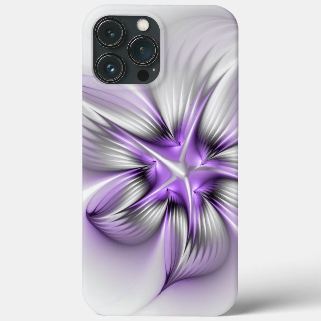 Floral Elegance Modern Abstract Violet Fractal Art Case-Mate iPhone Case (Back)
