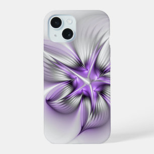 Floral Elegance Modern Abstract Violet Fractal Art iPhone 15 Case