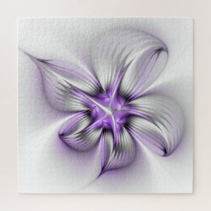 Floral Elegance Modern Abstract Violet Fractal Art Jigsaw Puzzle