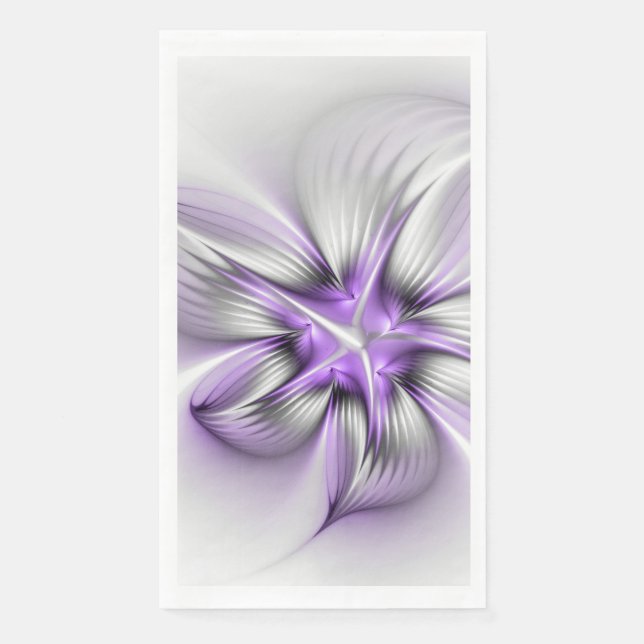 Floral Elegance Modern Abstract Violet Fractal Art Napkin (Front)