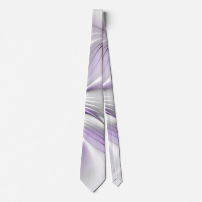 Floral Elegance Modern Abstract Violet Fractal Art Tie (Front)