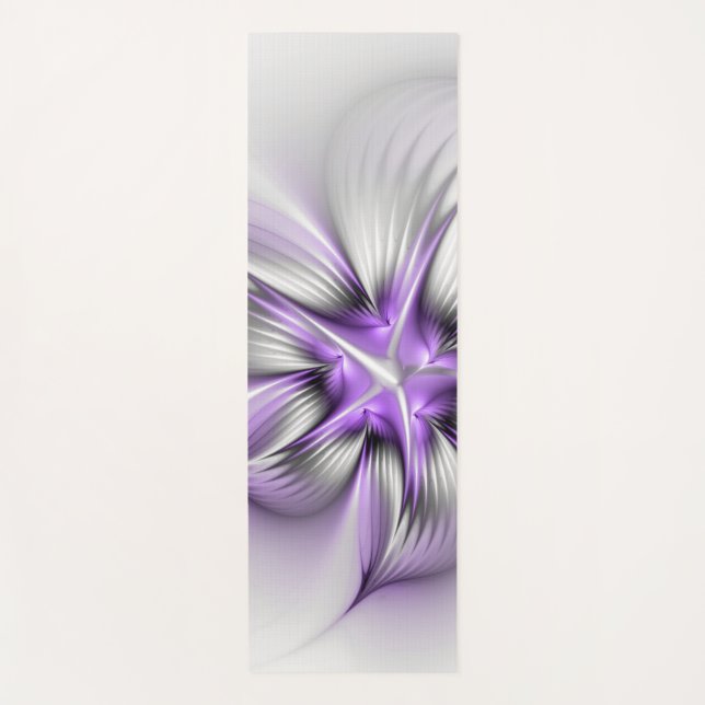 Floral Elegance Modern Abstract Violet Fractal Art Yoga Mat (Front)
