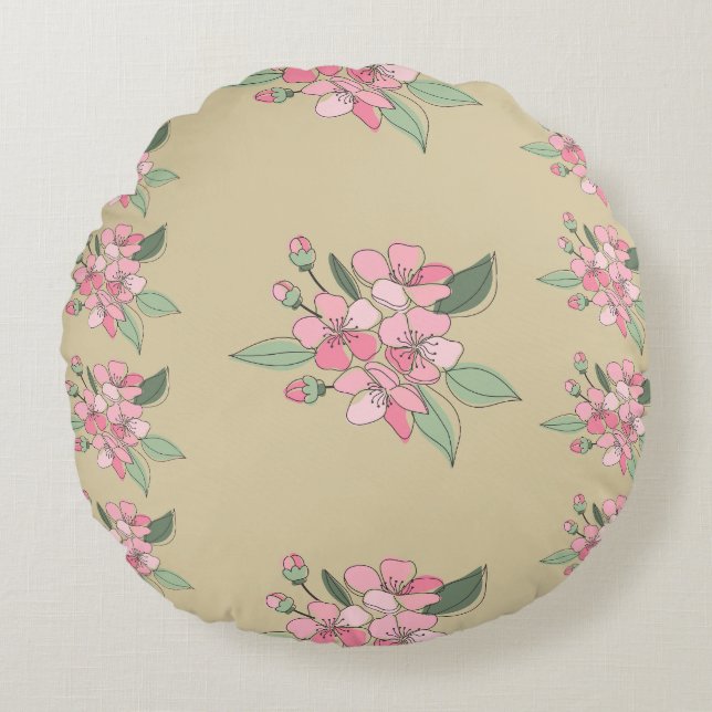 Floral Elegance Pattern Round Pillow (Front)