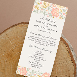 Floral Elegance Peach Blush Sage Wedding Ceremony Program
