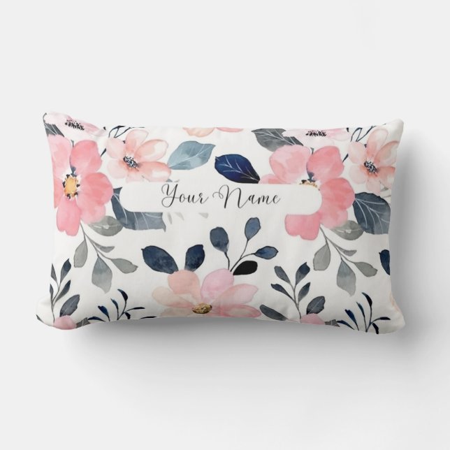 "Floral Elegance: Personalized Pillow Design with  (Front)