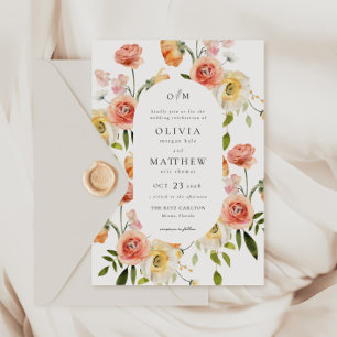 Floral Elegance Pink Coral Wedding Invitation
