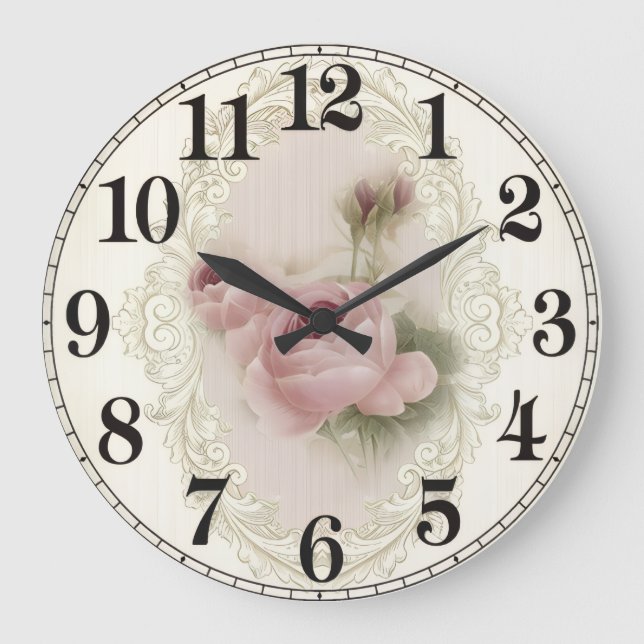 Floral Elegance Round Acrylic Wall Clock (Front)