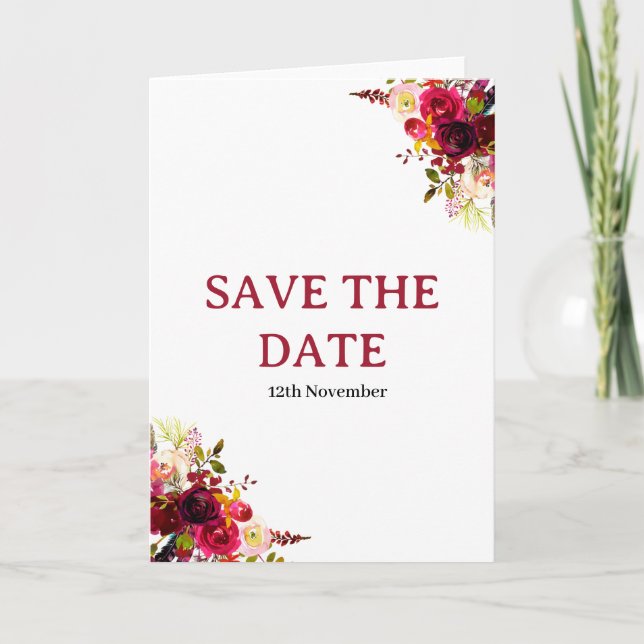  Floral Elegance Save the Date Card (Front)