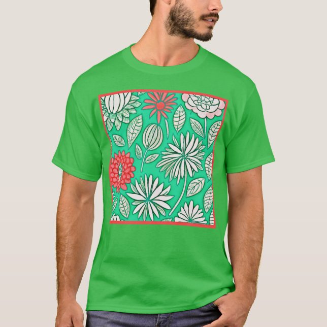 Floral Elegance Symphony Pattern T-Shirt (Front)